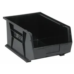 This recycled plastic bin is made from 100% recycled content and is not electrostatic discharge conductive. It includes a label holder for content identification. Suitable for organizing parts, tools, or components on standard shelving and rack systems in industrial warehouses, workshops, and manufacturing facilities.
