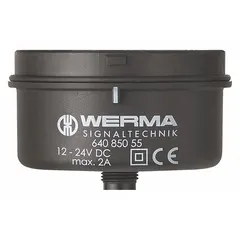 Wall-mount terminal for KombiSIGN 71 modular tower lights. Features M12 8-pole connector, IP65 rating, black housing, 2 5/16 in overall height. Used to connect and mount signal towers in industrial automation and machine status indication.