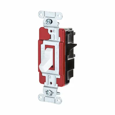 HUBBELL Wall Switch: Toggle Switch, Single Pole, Maintained, White, 120/277V AC - Toggle Wall Switches