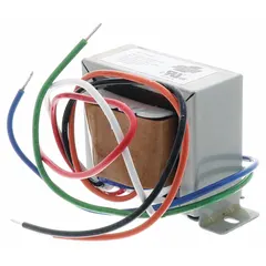Replacement HVACR control transformer for stepping down line voltage to low-voltage control circuits. Used in commercial and residential heating, ventilation, air conditioning, and refrigeration systems to power thermostats, relays, and contactors.