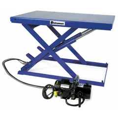 Fixed-top electric lift table with hydraulic mechanism, powered by 115V AC. Platform length 40 in, load capacity 550 lb, maximum lifting height 30 in. Used in assembly lines, warehouse order picking, and work positioning for ergonomic lifting.