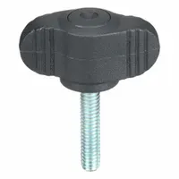 KIPP Hand Knob: Wing, Plastic w/ Steel Thread, #8-32 Thread, 20 mm Thread Lg, 28 mm Dia (MPN K0274.0AEX20)