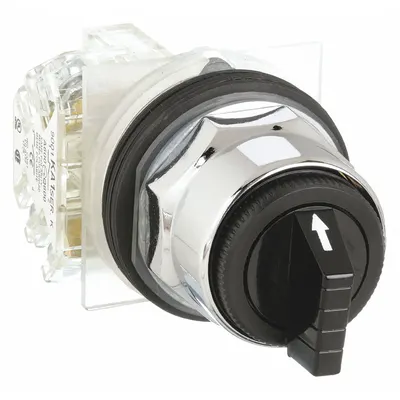 SCHNEIDER Selector Switch: 30 mm Panel Mounting Size, 3 Positions, Short Lever, 1NC/1NO - Selector Switches