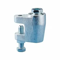 C-clamp style beam clamp designed for 1/2 in threaded rod. Constructed of electro-galvanized cast iron with a load capacity of 1,100 lb. Includes locknut for secure attachment. Used to suspend threaded rod from steel beams for supporting piping, conduit, or ductwork.