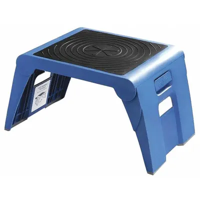 CRAMER Folding Step Stool, 1-Step, 9.5 in Height, 300 lb Capacity, Blue Plastic - Folding Step Stools