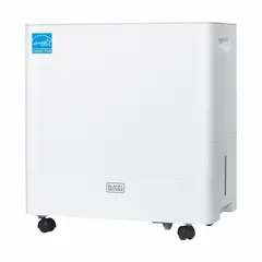 Portable dehumidifier for offices and rooms, using standard R-32 refrigerant. Measures 15 15/16 in x 18 1/2 in x 8 7/8 in. Includes air filter, drain hose, and hour meter.