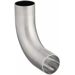 This 92° elbow is a 316L stainless steel sanitary tube fitting with 3 in OD x 3 in OD size and weld connection. Manufactured to ASME BPE standards, it is used in hygienic process piping systems to change flow direction by 92 degrees.