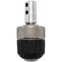 Keyless chuck for industrial mixing equipment, enabling tool-free bit changes. Designed as a replacement clamp and fitting for mixers and agitators.