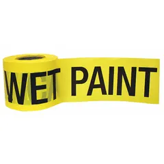 APPROVED VENDOR Caution Wet Paint Barrier Tape, 3 in x 300 ft, Polyethylene, Black on Yellow
