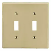 HUBBELL Wall Plate: Toggle, 2 Gang, Ivory, Midsize Size (MPN PJ2I)