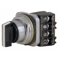 SIEMENS Selector Switch: 30 mm Panel Mounting Size, 3 Positions, Short Lever, 1NO/1NC, Metallic (MPN 52SA2CABA1)