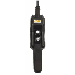This pendant station is designed for use with CM Lodestar (627) series electric chain hoists. It provides Up/Down control functions and includes an 11.5 ft pendant cord. The station is compatible with manufacturer part number 3131. Typical applications include lifting and lowering loads in industrial environments such as manufacturing facilities, warehouses, and assembly lines.