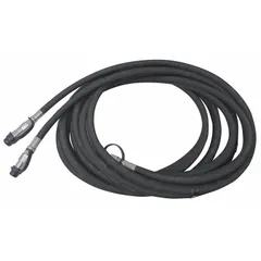This hydraulic hose set is an accessory for ICS chain saws, designed to supply hydraulic fluid to the cutting system. It is compatible with manufacturer model number 526824. Typical applications include concrete cutting, demolition, and rescue operations requiring hydraulic power.