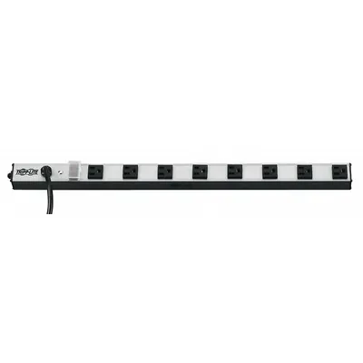 TRIPP LITE Outlet Strip: 8 Outlets, 15 ft Cord Lg, 15 A Current, UL 1363, Gray, 5-15P - Industrial Power Strips