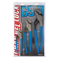 Tongue and Groove Plier Set: Flat, Self Adjusting, 1 1/2 in_7/8 in_2 1/4 in Max Jaw Opening (MPN GS-3)