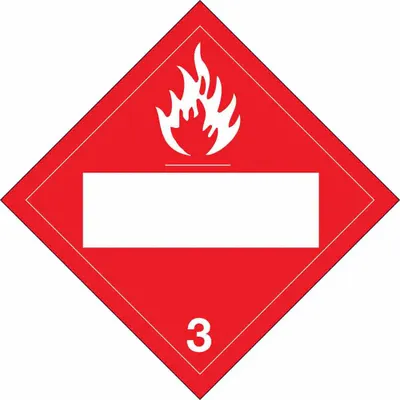 BRADY Container Placard: 3, 10 3/4 in x 10 3/4 in, 10 3/4 in Label Ht - Class 3: Flammable Liquids