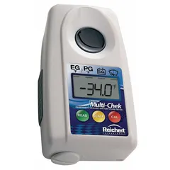 Digital handheld refractometer with automatic operation. Measures engine coolant freeze point and DOT4 brake fluid boiling point. Overall dimensions: 3 7/8 in depth, 2 1/8 in width, 1 in height. Suitable for automotive fluid analysis.