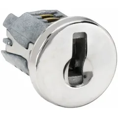 Nickel-finished cylinder for cabinet and drawer locks, 1/2 in diameter. Keyed alike with code 103T for consistent keying across multiple locks. Suitable for replacement or upgrade in office furniture, storage cabinets, and industrial workstations.