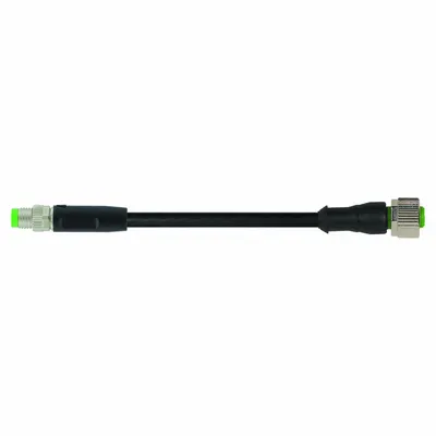 MURRELEKTRONIK Cordset: M8 Male Straight X M12 Female Straight, PUR, Black - M12 x M8 Cordsets with PUR Jacket for Twisting Applications