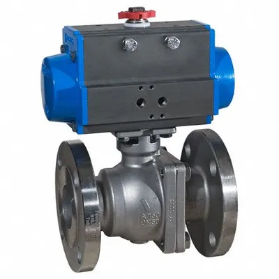 BONOMI Pneumatically Actuated Two-Way Ball Valve: 1 in, Stainless Steel, Flange x Flange - Stainless Steel Pneumatically-Actuated Ball Valves