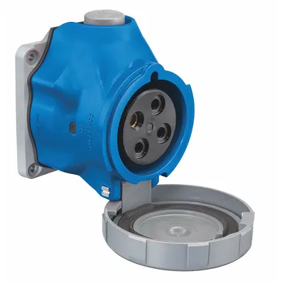 HUBBELL Pin and Sleeve Receptacle: Blue, 250V AC, Three Phase, 30 A, 3 Pole, 4 Wire - Watertight Receptacles