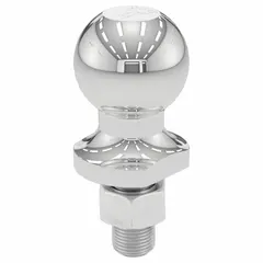 Steel hitch ball with chrome finish, 1 7/8 in diameter, rated for 2,000 lb gross vehicle weight. Suitable for light-duty towing of small utility trailers, boat trailers, or pop-up campers.