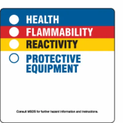 BRADY HMIG Label: 3 7/8 in Ht, 3 7/8 in Wd, Polystyrene, Adhesive, 3 7/8 in x 3 7/8 in - Safety