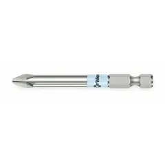 Power bit with #3 Phillips (PH3) tip, standard style, and hex drive. Overall length 3 1/2 inches. Imperial sizing. For driving Phillips #3 screws in industrial fastening applications using power tools.