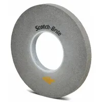 This SCOTCH-BRITE convolute wheel is designed for deburring and surface finishing on stainless steel and nickel alloys. It features a silicon carbide abrasive in a fine, hard (9) grade, with a 12 in diameter, 1/2 in width, and 5 in arbor. Part of the EP-WL series, it removes burrs and blends surface imperfections