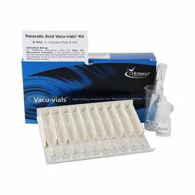 CHEMETRICS Water Quality Test Kit: Peracetic Acid, 0 to 5 ppm, 30 Tests - Water Quality Test Kits