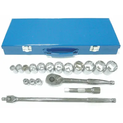 WESTWARD Socket Wrench Set: 1/2 in Drive, 18 Piece, 6-Point, SAE - SAE Socket Sets with Drive Tools