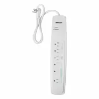 WOODS Surge Protector: 6 Outlets, 3 ft Cord Lg, 1,780 J Rated Energy, 15 A Current, White, 5-15P (MPN 41704)