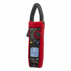 The TRIPLETT CMS1500 is a solar clamp meter designed for photovoltaic system testing. It measures insulation resistance up to 1,000 ohms and includes a Type K thermocouple bead probe for temperature readings. The backlit LCD display aids readability in low-light conditions. This unit is intended for solar analyzer applications.