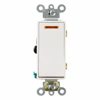 LEVITON Wall Switch: Rocker Switch, 3-Way, Maintained, White, 120V AC, 20 A (MPN 5633-2W)