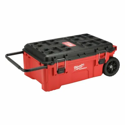 MILWAUKEE PACKOUT Rolling Tool Chest: Polymer, Black/Red - PACKOUT Rolling Tool Boxes