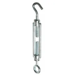 Galvanized steel turnbuckle for tensioning bird netting in control systems. Silver finish, 1/2 inch depth. Pack of 10. Used to secure netting over building openings, ledges, and structures.