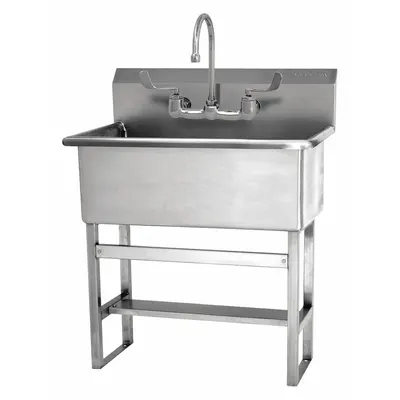 SANI-LAV Scrub Sink: 45 1/2 in Overall Ht, 22 in Bowl Lg, 10 1/2 in Bowl Dp - One-Station Freestanding Hand Sinks with Faucets