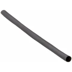 Medical grade heat shrink tubing with 2:1 shrink ratio. Black color, 0.13 in inner diameter before shrinking, 6 in length. Supplied in a 5-pack. Used for insulating and protecting wires, cables, and components in medical devices and equipment.