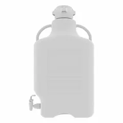APPROVED VENDOR 26.1 L Dual-Handle Rectangular Carboy with Spigot, White, Wide Mouth, 83 mm Screw Closure, Autoclavable