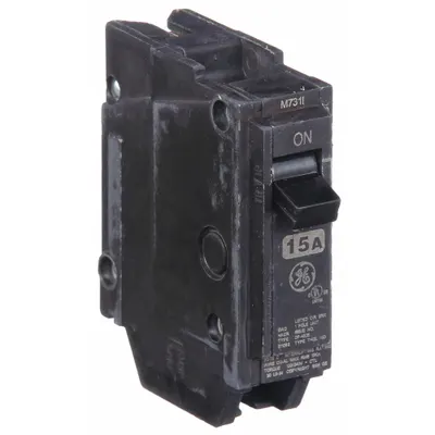 GE Miniature Circuit Breaker: THQL, 15 A, 120/240V AC, Single Phase, 10kA at 120/240V AC - THQP, THQL & THHQL Series, Plug-In GE Miniature Circuit Breakers