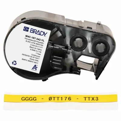 BRADY Sleeve Label: 11/32 in, Polyolefin, Yellow (Matte) - Brady Continuous Sleeve Label Roll Cartridges