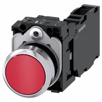 SIEMENS Flush Push Button Operator: Non-Illuminated, Flush Profile, Non-Metallic, 22 mm, 1NO/1NC (MPN 3SU1150-0AB20-1FA0)