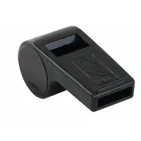 This plastic whistle in black includes a lanyard and a pea for clear sound production. It is suited for basic audible signaling in coaching, refereeing, safety drills, and industrial environments
