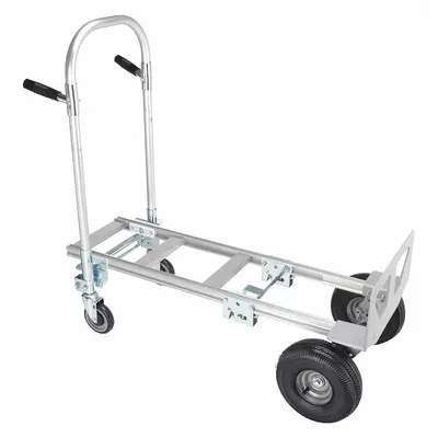 Dayton Convertible Hand Truck: 600 lb, Dual-Handle, Silver, Aluminum, Pneumatic - 2-Position Convertible Hand Trucks