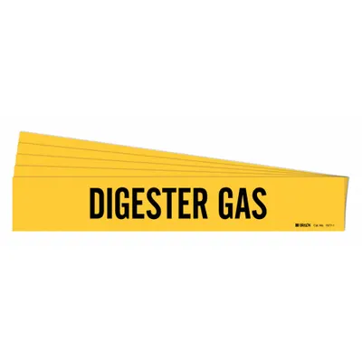 BRADY Pipe Marker: Digester Gas, Yellow, Black, Fits 2 1/2 to 7 7/8 in Pipe O.D. - Digester Gas Adhesive Pipe Markers