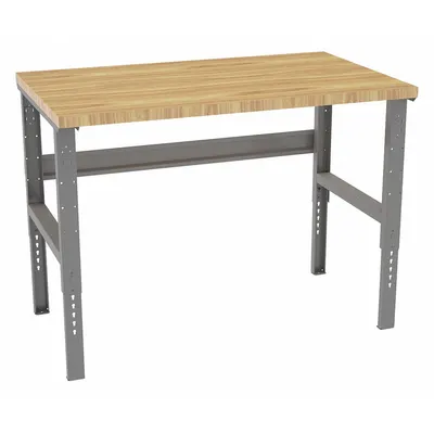 TENNSCO Workbench: Adj Ht, Butcher Block, 60 in x 36 in, 3,800 lb Overall Load Capacity - Open-Base Workstations