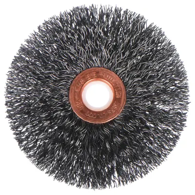 WEILER Wire Wheel Brush: Crimped Steel, 1 1/2" Dia x 1/4" Wd, 5/8" Arbor - Light-Cleaning Brushes for Carbon Steel