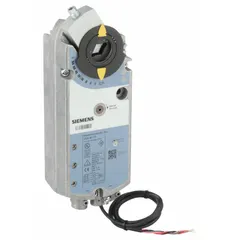 This fail-safe spring return actuator provides proportional control of HVAC dampers in building automation systems. It operates on 24V AC with a 5W power rating, delivers 160 in-lb torque, and features a self-centering shaft coupling for 90° stroke with CW/CCW rotation. The 0 to 10V DC output signal enables precise modulation, and the plenum-rated hardwired cables allow installation in air-handling spaces.