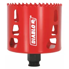 Bi-metal hole saw with 3-1/8 in diameter, 4 teeth per inch, and 2-3/8 in maximum cutting depth. Cuts wood, metal, plastic, and drywall. Snap-Lock Plus technology for secure arbor attachment. Arbor not included.