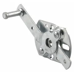 Swivel latch for securing garage doors in the closed position. Overall depth 2 in, base length 1 1/16 in, base width 2 in, arm width 2 in. Suitable for residential or light commercial garage door systems.